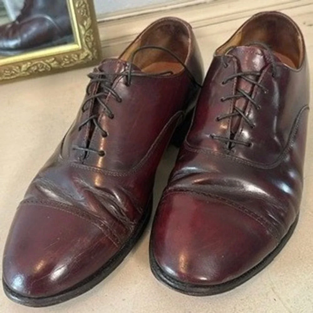 Bostonian Classics Oxford Dress Shoes Burgundy Cap Toe Leather Lace Up 26248